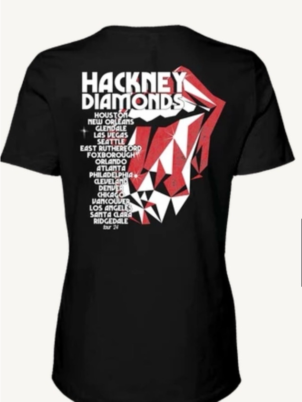2024 Rolling Stones Hackney Diamonds Tour Concert Black Tee Women's M